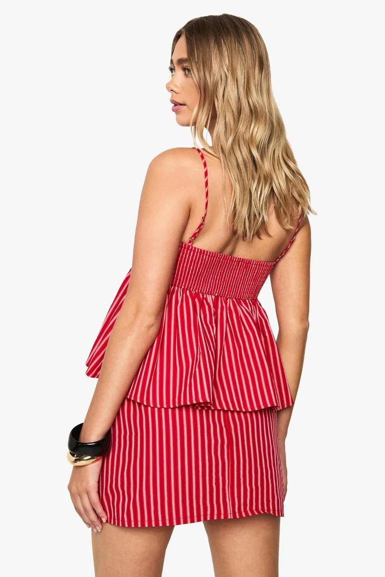 Stripe Mini Skirt - red - 2