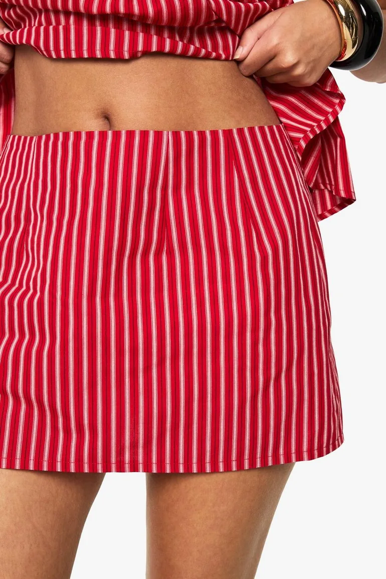 Stripe Mini Skirt - red - 3