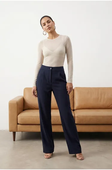Pants - Navy blue - Wide leg