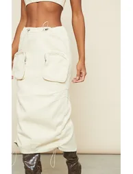 Stone Cargo Pocket Elasticated Waist Midi Skirt - 3