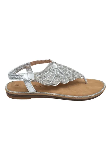 Lemonade Crystal Couture Butterfly Sandals Silver
