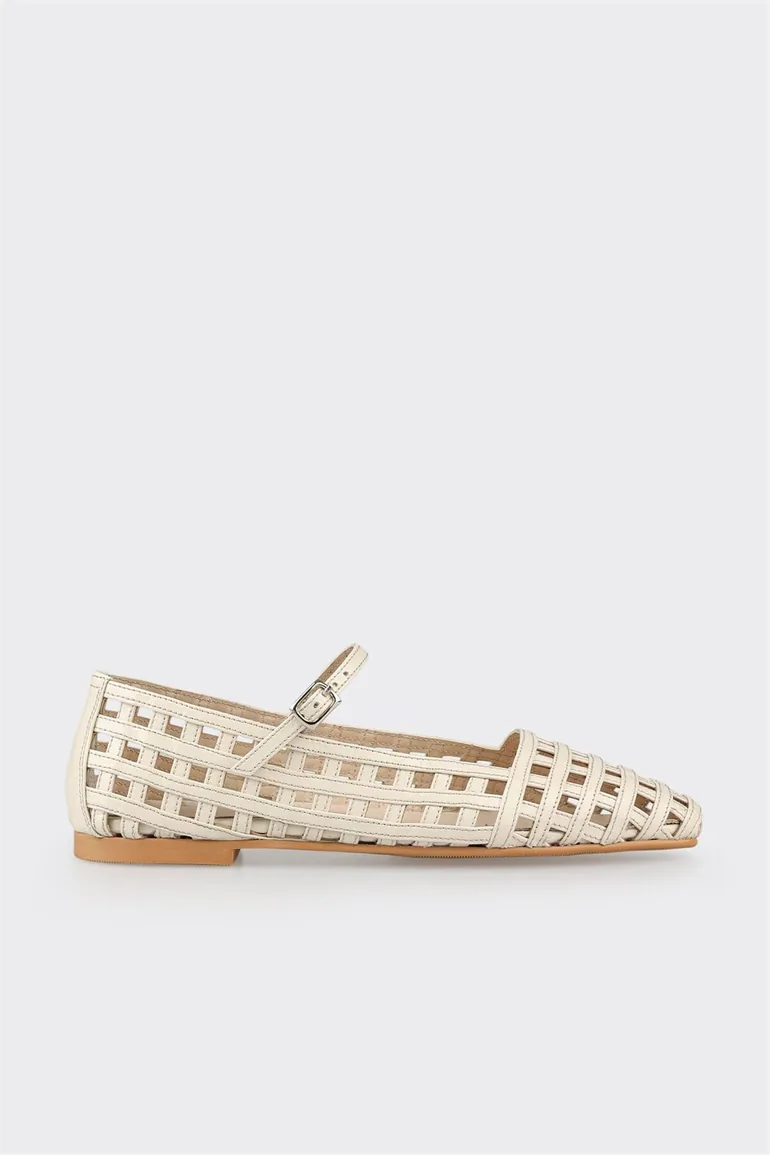 Beige Leather Women's Casual Shoes