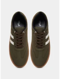 Brown Striped Lace Up Sneakers - 5