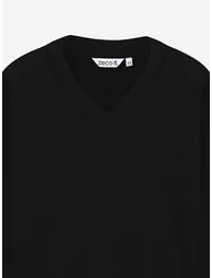 Kids School Cotton Mix Knitted V-Neck Jumper in Black - 2