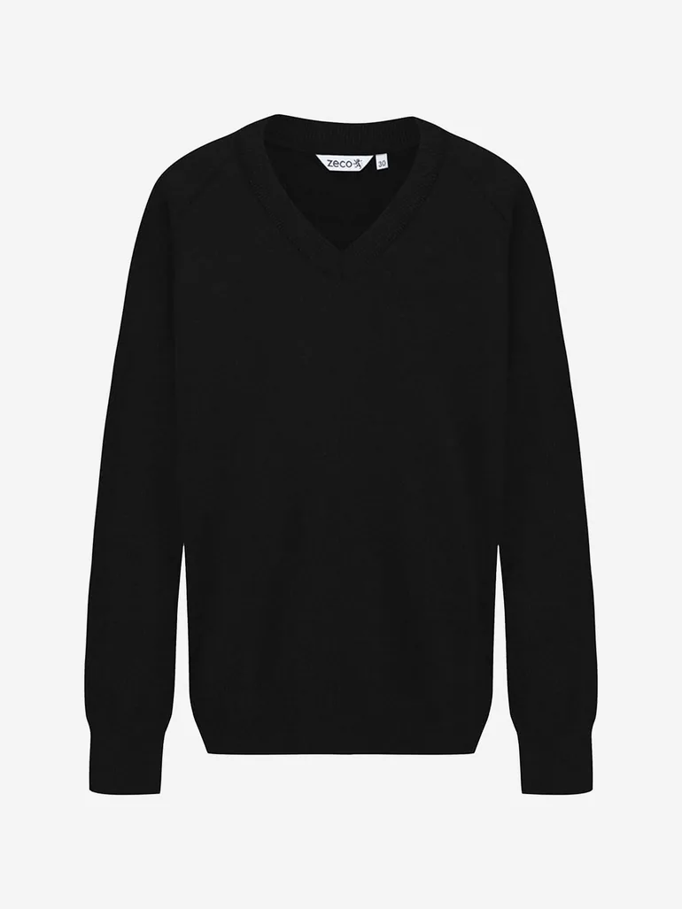 Kids School Cotton Mix Knitted V-Neck Jumper in Black