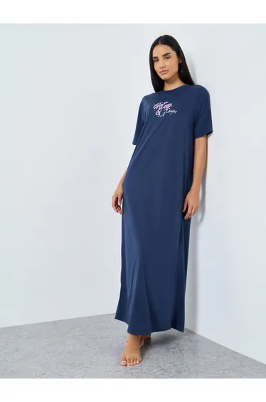 Get Up and Glow Print Sleep T-Shirt Dress