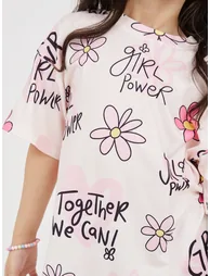 Oversized All Over Print Round Neck T-Shirt - 2