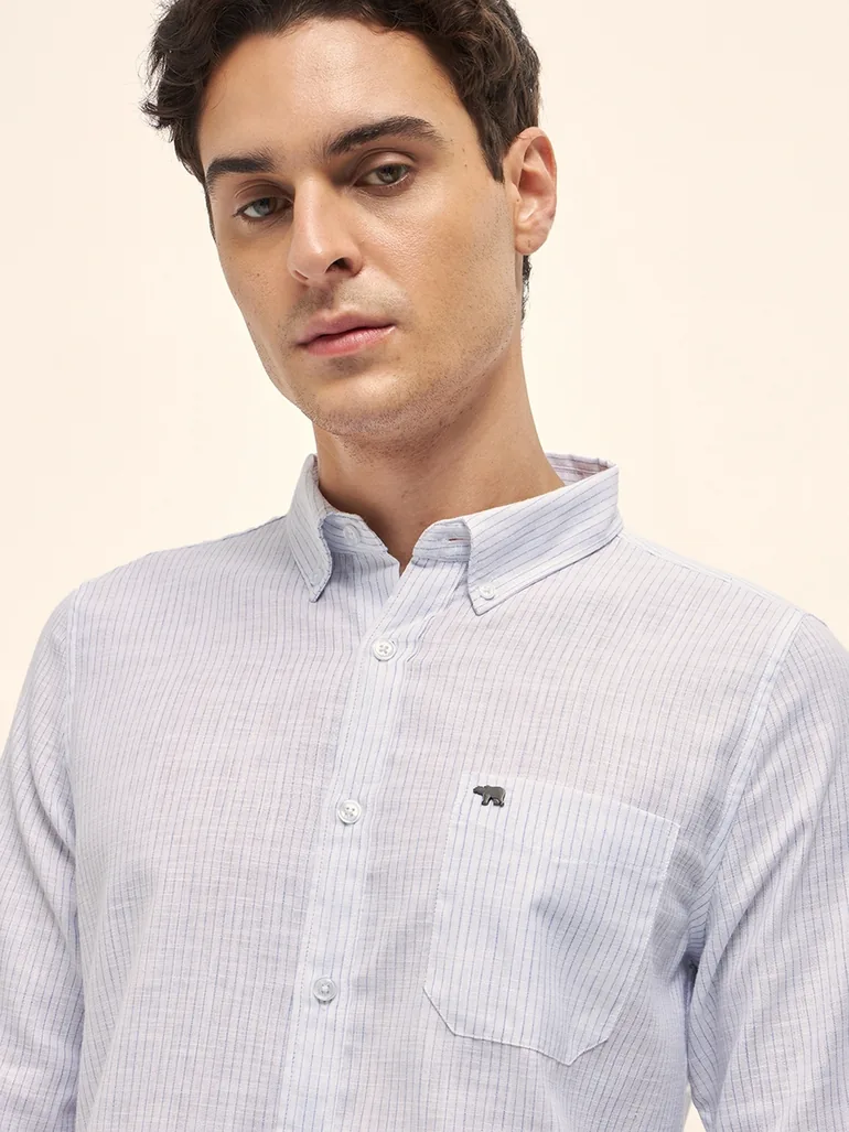 Men Cotton Striped Slim Fit Shirt - 2