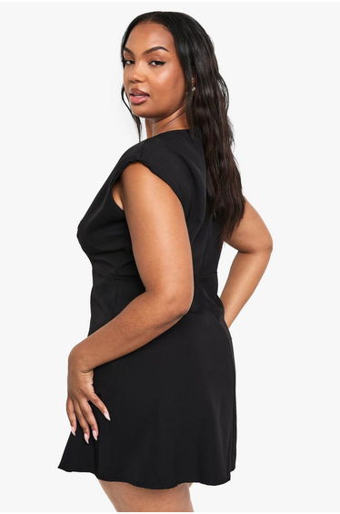 PLUS CAP SLEEVE MINI DRESS - black product thumbnail 3