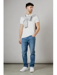 Stone Wash Stretch Straight Fit Jeans