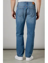 Stone Wash Stretch Straight Fit Jeans - 3