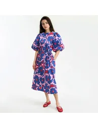 Floral Print Full Maxi Dress with Short Sleeves