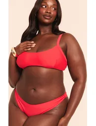 Plus Red Scoop Bikini Top - 2