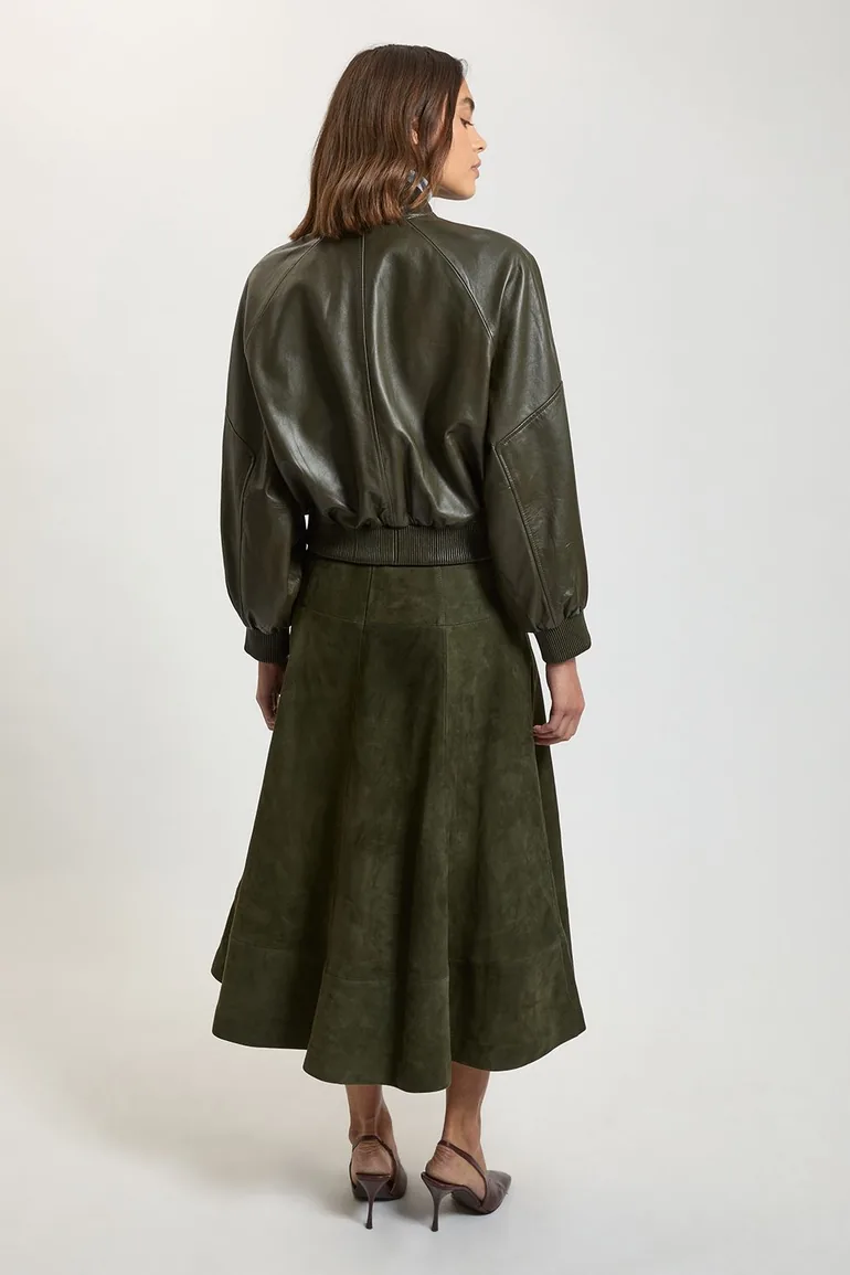 Harper's Bazaar Suede Full Midi Skirt - 2