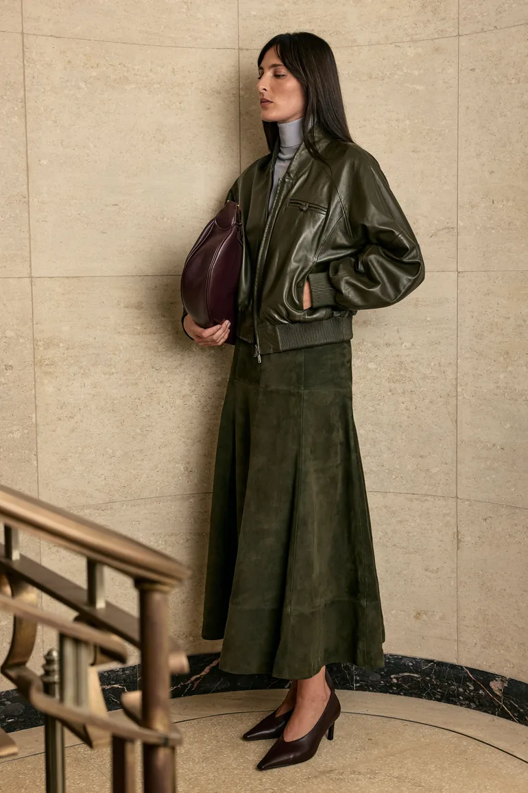 Harper's Bazaar Suede Full Midi Skirt