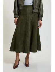 Harper's Bazaar Suede Full Midi Skirt - 1