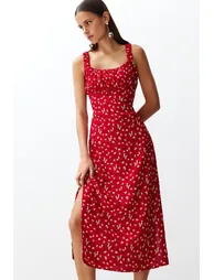 Red Woven Maxi Dress - 2