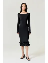 Jersey Maxi Dress with Ruffle Detail