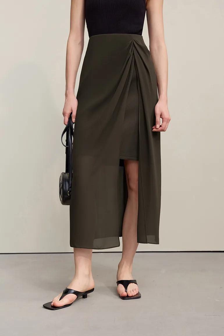 High Slit Gathered Skirt - 2