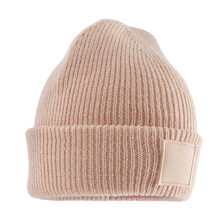 Beechfield Childrens/Kids Cuffed Tonal Patch Beanie - Peach - 1