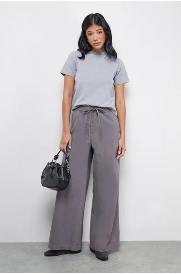 Slouchy Wide Leg Drawstring Cargo Trouser