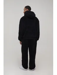 Oversized Boxy Borg Hooded Tracksuit - black - 2