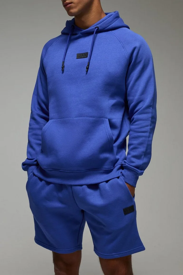 Man Active Regular Fit Hoodie & Short Tracksuit - cobalt