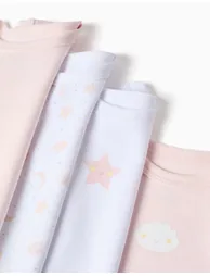 Pack of 4 Cotton Bodysuits for Baby Girls 'Moon & Star', White/Pink - 3