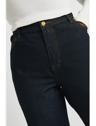 Plus Gold Button Wide Leg Jean - indigo - 3