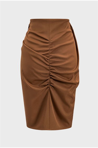 Asymmetry Belt Ruched Midi Skirt product thumbnail 2
