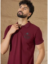 Maroon Back Graphic Print Polo - 4
