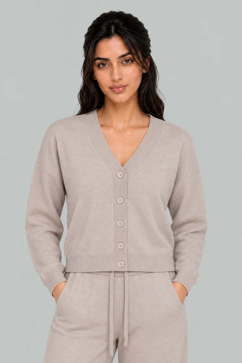 V-Neck Button-Front Cardigan