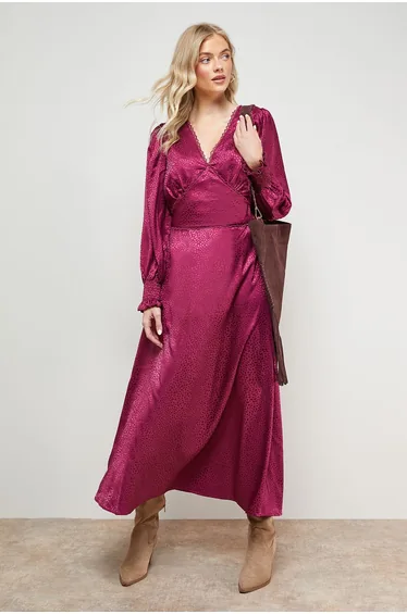 Jacquard Satin Midi Dress
