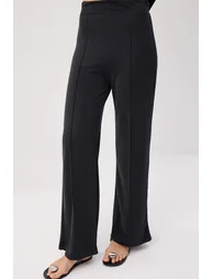 Anthracite Plain Relaxed/Casual Fit Stitching Detailed Soft Touch Flexible Knitted Bottom - Top Set - 2