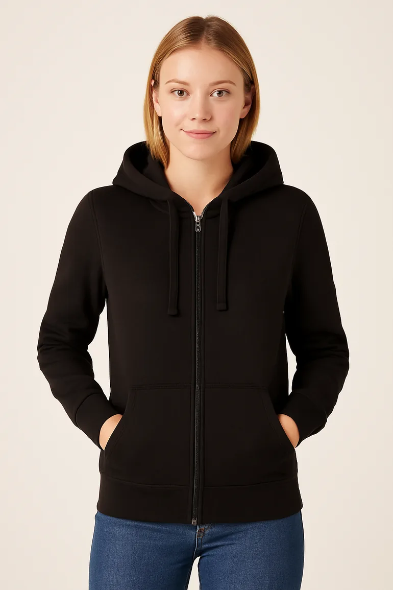 Russell Ladies Premium Authentic Zipped Hoodie (3-Layer Fabric) - Black