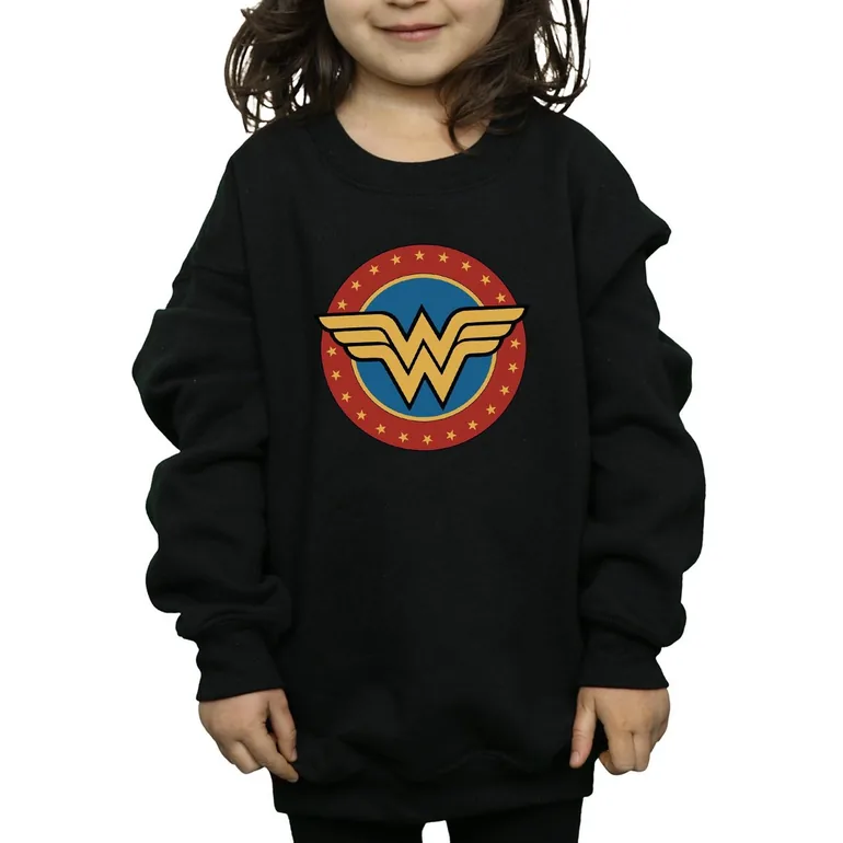 DC Comics Girls Wonder Woman Circle Logo Sweatshirt - Black - 3