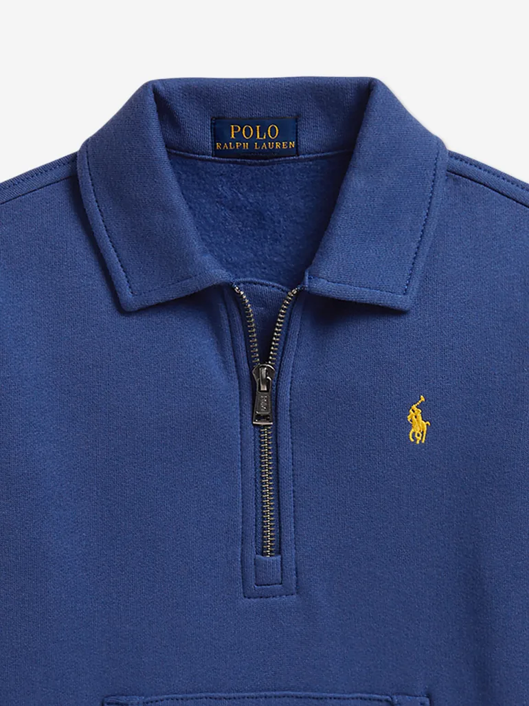 Ralph Lauren Boys Half Zip Logo Sweatshirt in Blue - 2