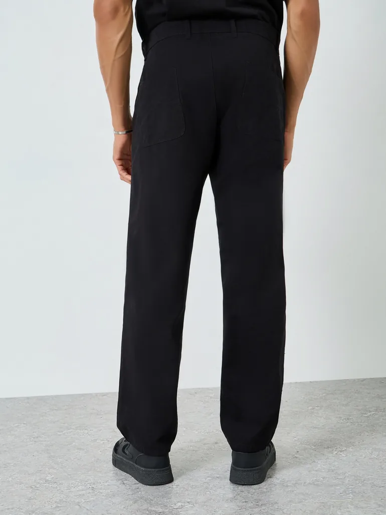 Men Black Relaxed Fit Chinos - 3