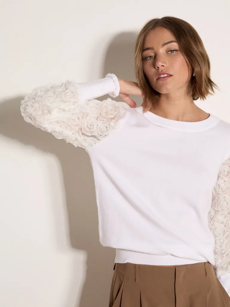 Rose Sleeve Knitted Jumper - 2