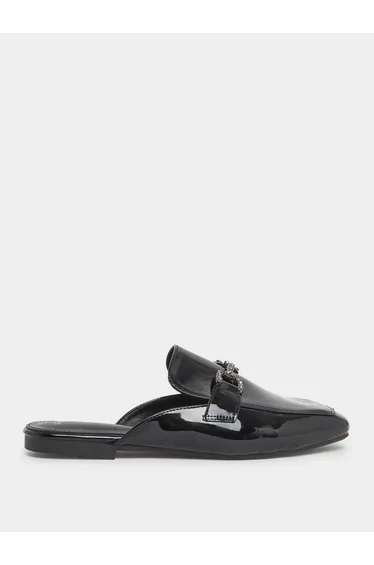 Black Patent Leather Mules