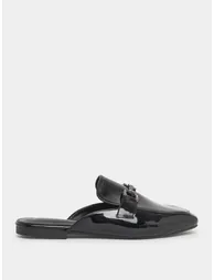 Black Patent Leather Mules