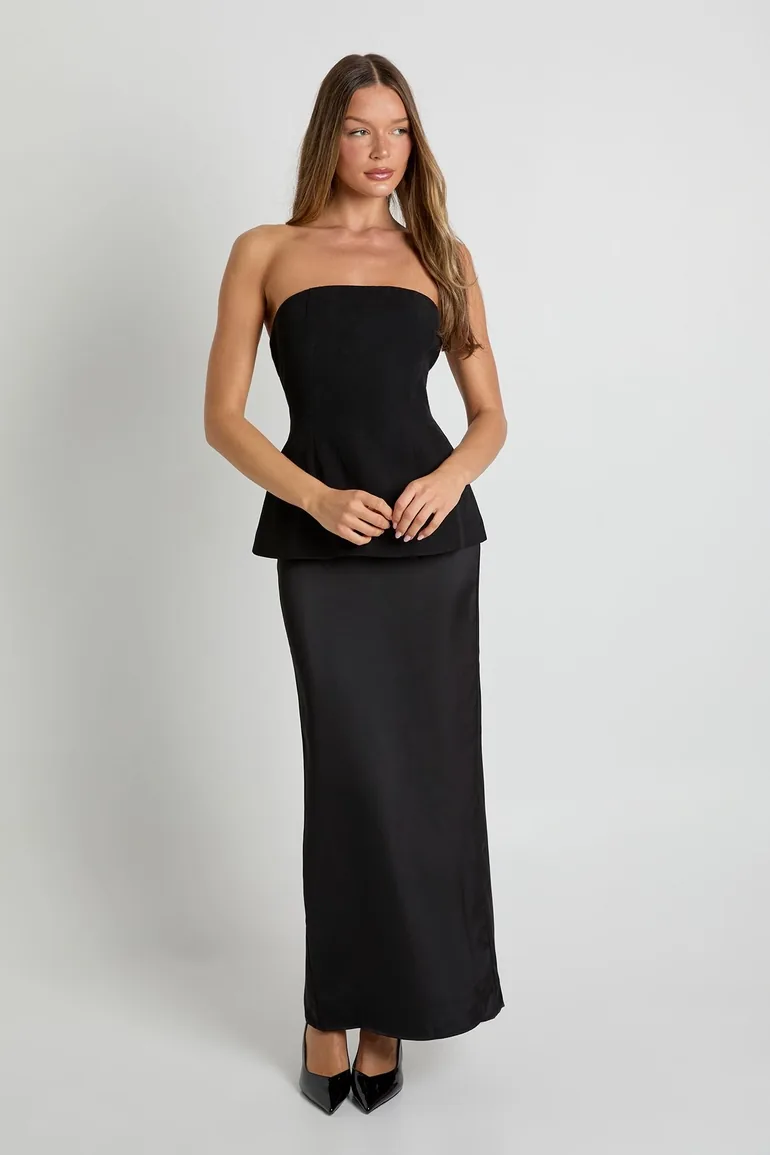 Bandeau 2 in 1 Maxi Dress - black