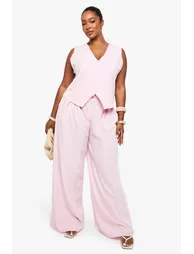 PLUS CONCEALED LAPEL WAISTCOAT - baby pink