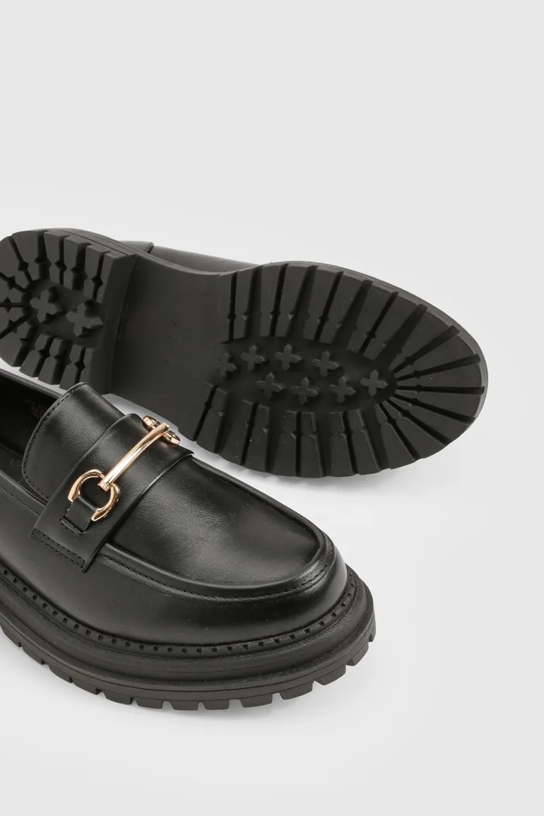Chunky Bar Trim Loafers - black - 3