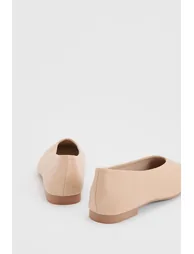 Seraphina Faux Leather High Cut Square Toe Padded Ballet Pumps - 1