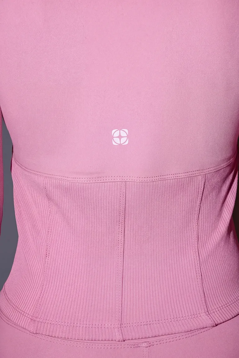 Pink Brushed Scuba Knitted Sports Jacket - 4