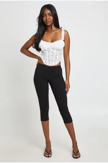 Lace Ruffle Corset Top - white