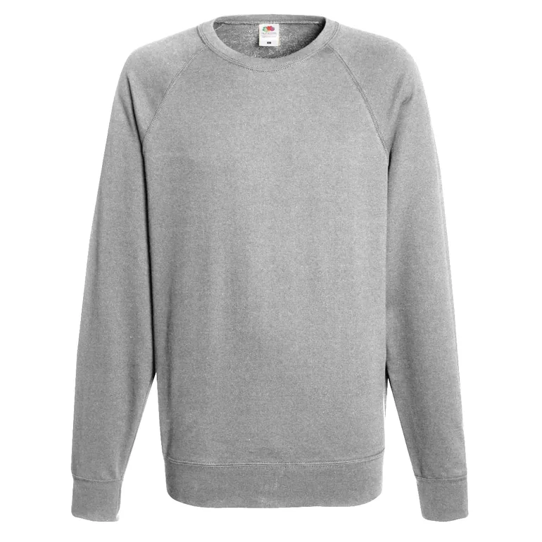 Fruit Of The Loom Mens Lightweight Raglan Sweatshirt (240 GSM) - Heather Grey