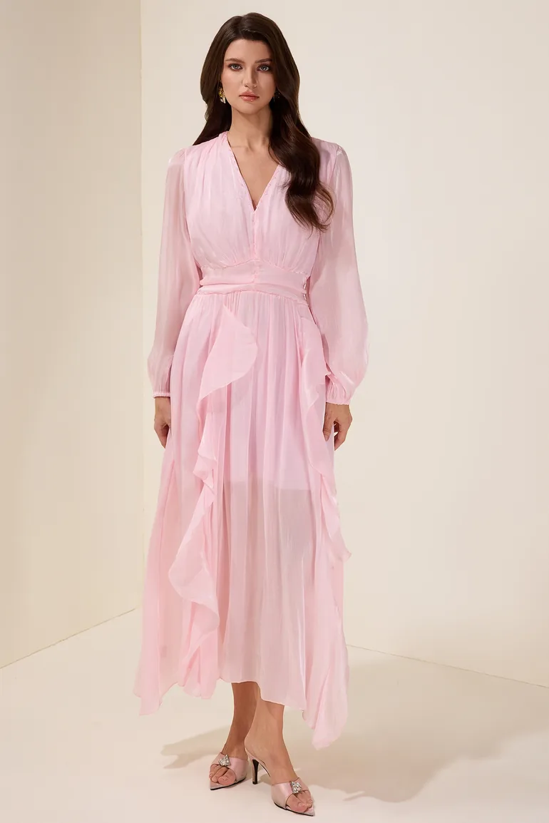 Solid Rivet Ruffle Dress