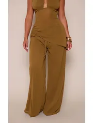 Shape Olive Woven Wide Leg Trousers - 1